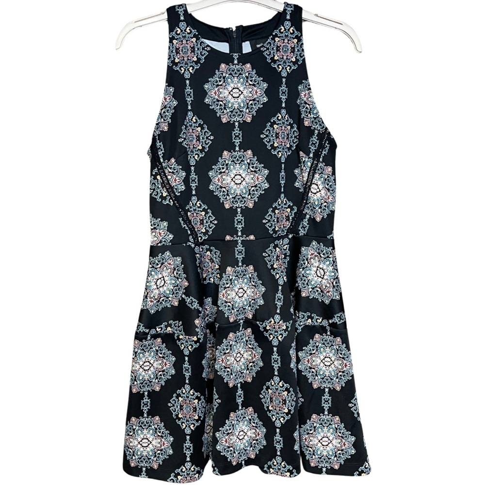 Massimo sleeveless dress black colorful swingy lightweight comfortable size L